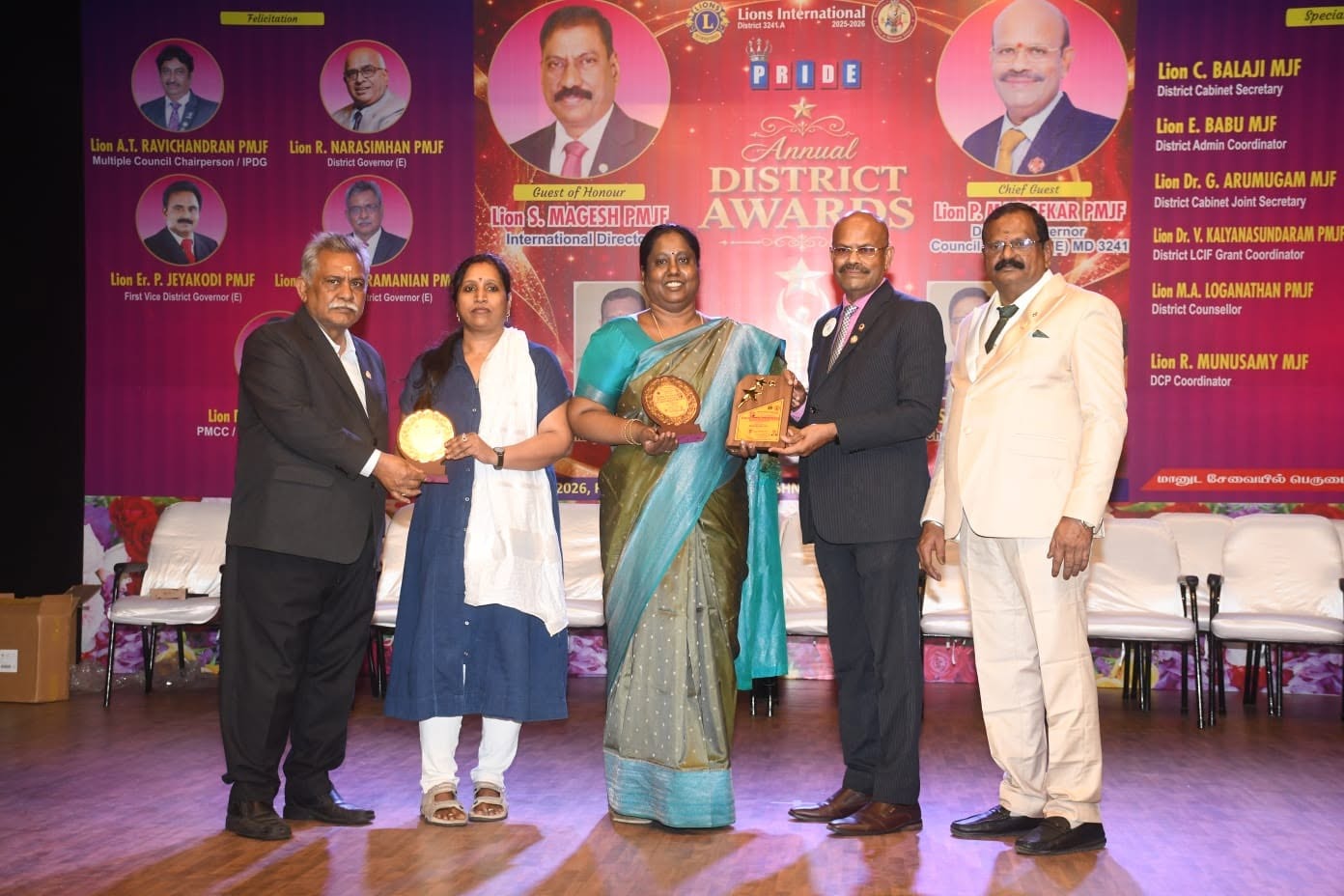 Hopes Award presented to Dr. V. Nagarani in recognition of outstanding service, Lions International District 3241 A
