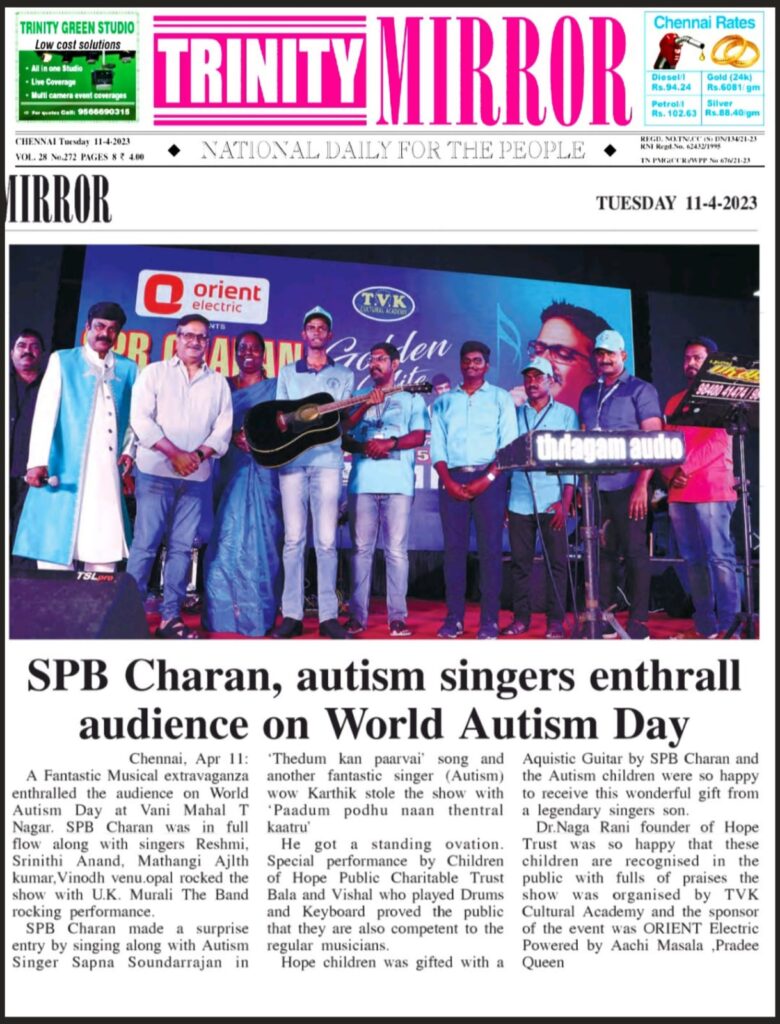 Hope Chennai Word autism day 2023 photograph
