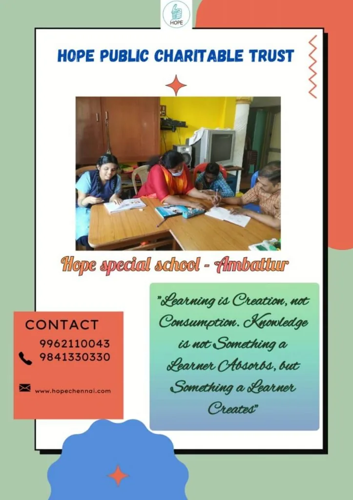 Learning session at Hope Special School, Ambattur