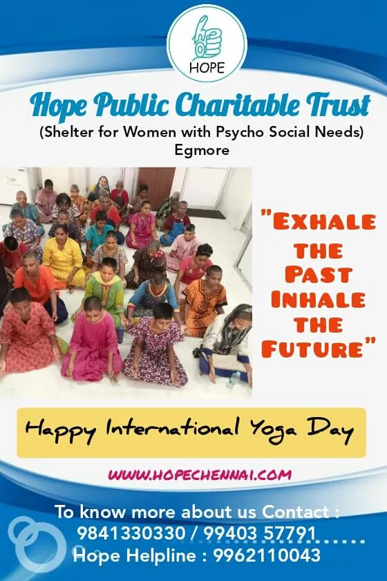 International Yoga Day at Hope Chennai's shelter for women with psychosocial needs