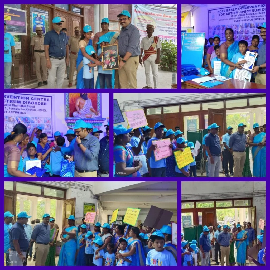 World Autism Awareness Day programme with children and staff in blue caps
