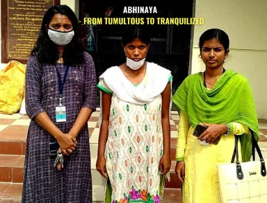 Abhinaya with Hope Chennai staff after her recovery at the women's shelter