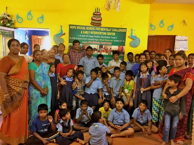 Children and staff of Hope Special School and Early Intervention Centre together in class