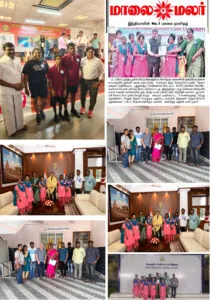 Maalai Malar newspaper coverage of Hope Chennai students on a visit