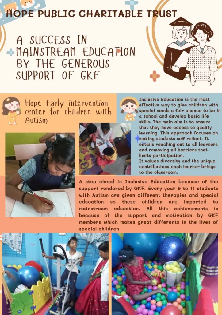 Mainstream education success story of Hope Chennai's early intervention centre with GKF support