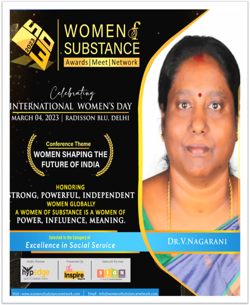 Women of Substance Award 2023 presented to Dr. V. Nagarani