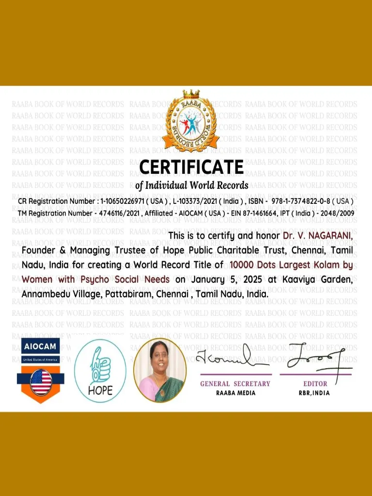 Hope Chennai award 2025