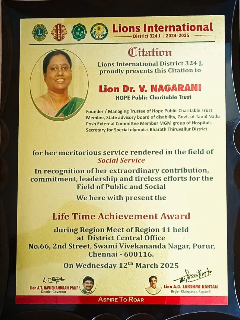 Hope Chennai award 2025