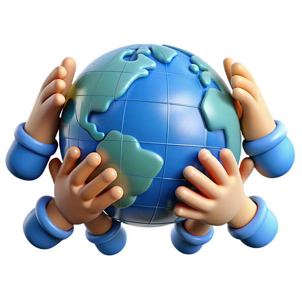 Hands holding the world