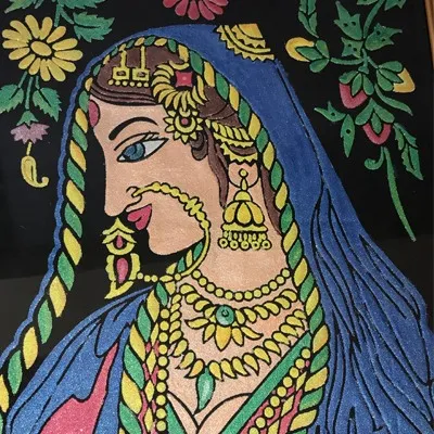 Big size embossing painting of an Indian woman portrait