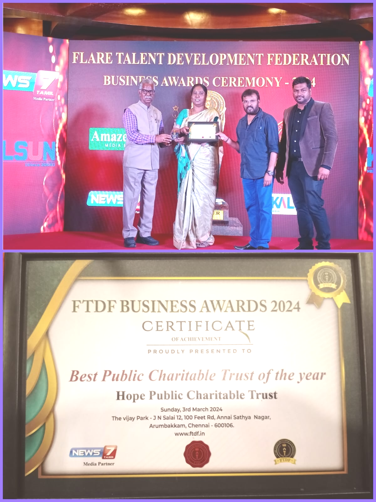 BEST PUBLIC CHARITABLE TRUST OF THE YEAR 2024”