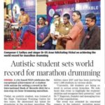 Autistic student sets world record for marathon drumming